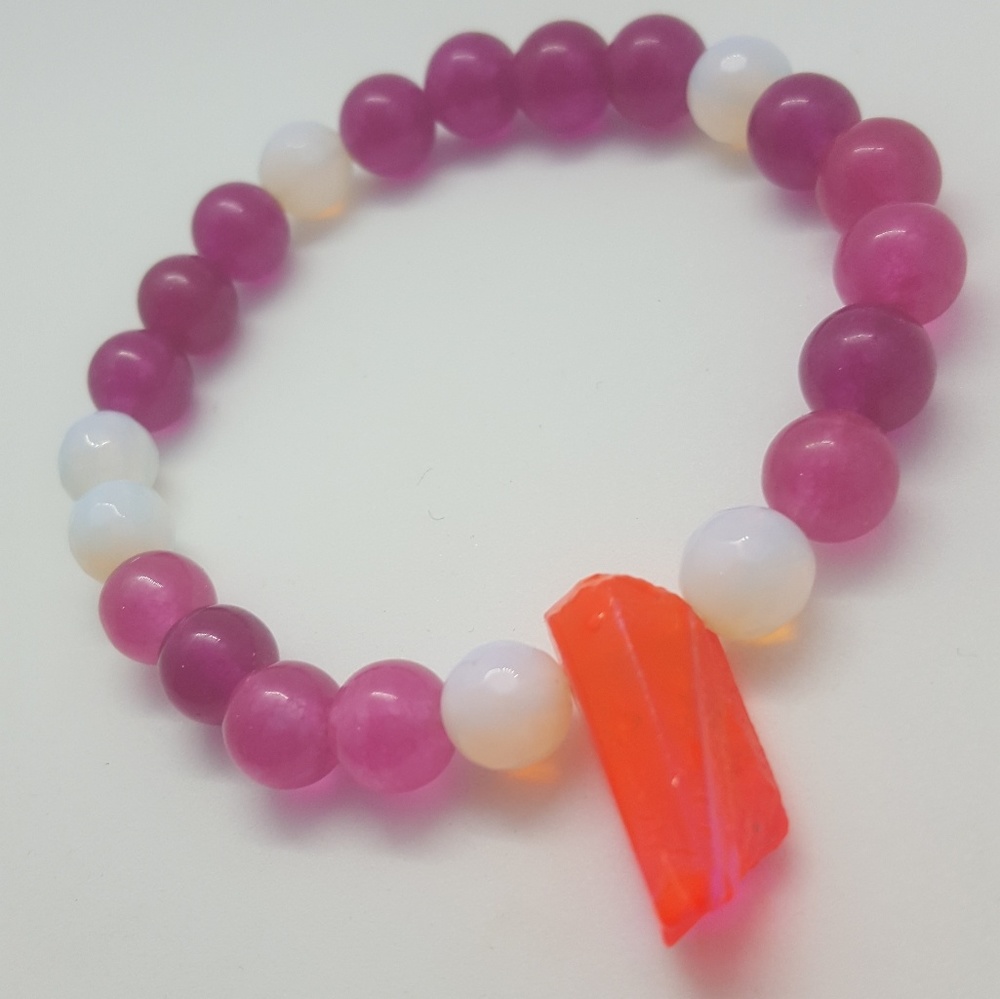 Boho crystal point bracelet Genuine gemstone mix